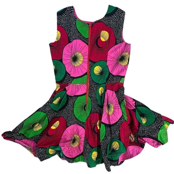 African Tribal Inspired BOHO Cotton Handmade A-Line Colorful Mini Dress Medium - Picture 2 of 15